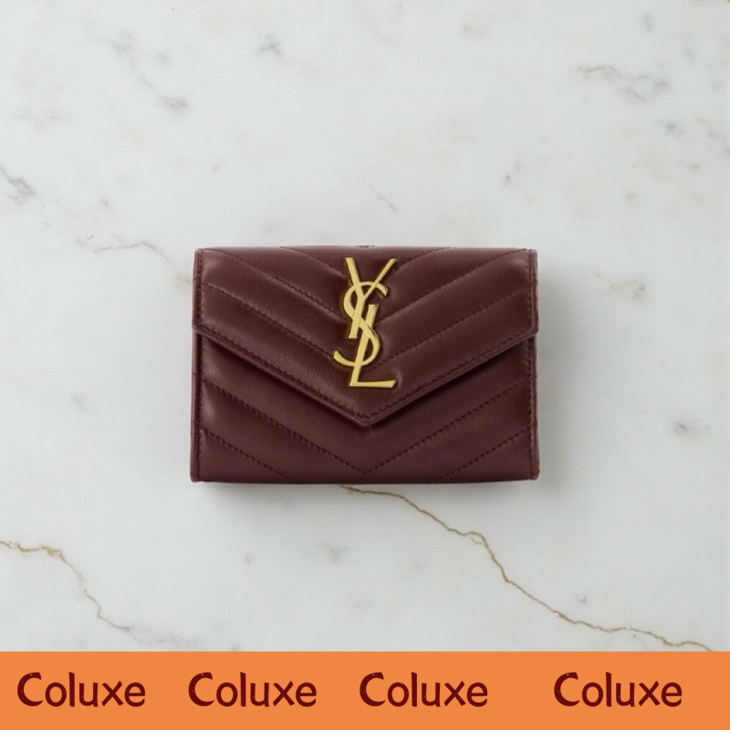SAINT LAURENT YSL Cassandre Matelasse Small Envelope Wallet in Smooth Lambskin Leather