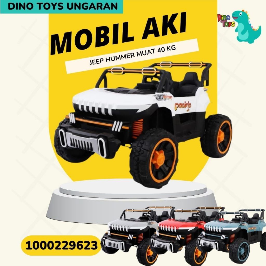 MOBIL AKI ANAK JEEP HUMMER PJ-8611 BAN KARET MOBIL AKI ANAK MUAT 2 ANAK dan  dan mobil aki 7736+DINO