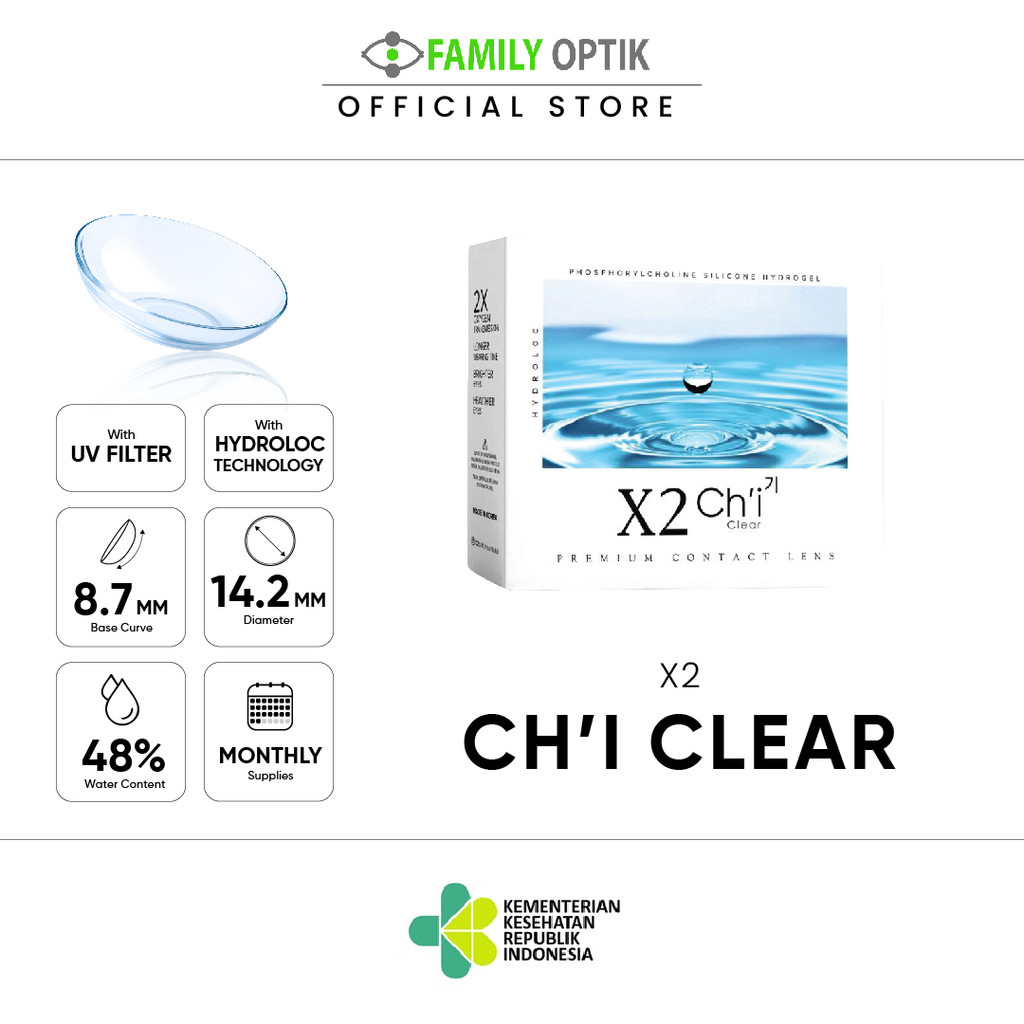 X2 Ch'i Clear 1 Pasang Softlens Minus Bening Soft Lens Monthly Softlen Bulanan