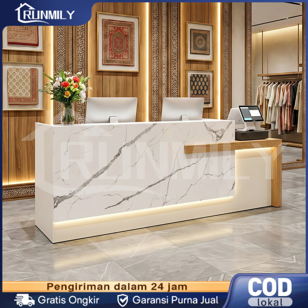 Meja Kasir Minimalis Meja Counter Resepsionis 180/200cm Estetik Multifungsi Meja Resepsionis Meja To