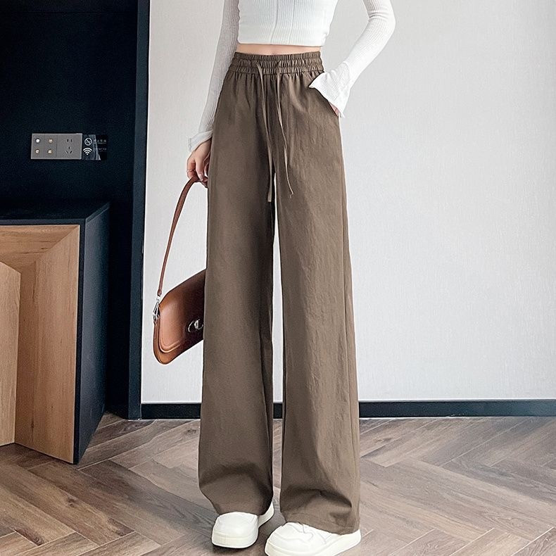 [Ukuran Besar] (40-150kg) Celana Kulot Musim Panas Oversize, Pinggang Tinggi dengan Tali Serut, Bawa