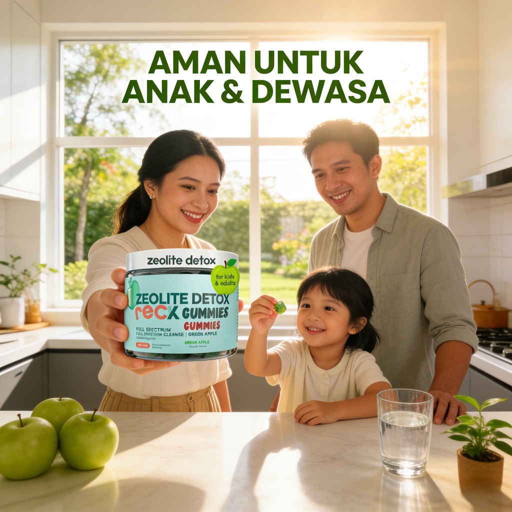 Rebalance Zeolite Detox Gummies 30 Gummy Rasa Green Apple untuk Detoks Logam Berat & Dukungan Imun K