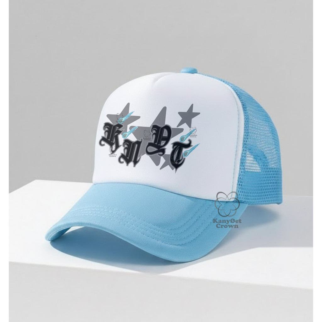 Kany0et || Topi Jaring Biru Muda | Trucker Hat | Topi Kalcer