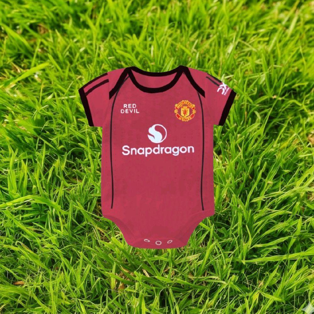 Baju bola anak MU Manchester united Jumper bodysuit Anak Bayi new born Usia 0-12bln merah