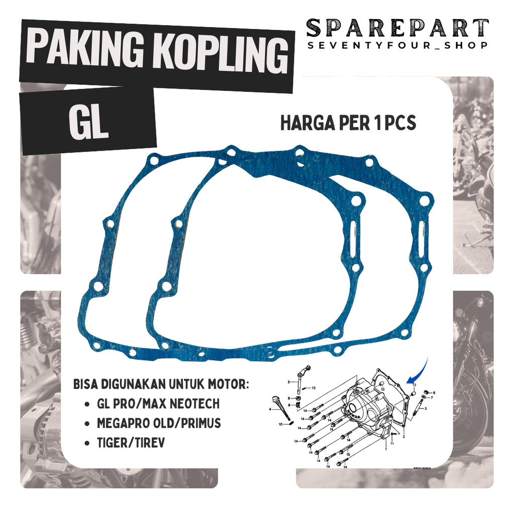PAKING KOPLINGTIGER MEGAPRO GL PRO GL MAX NEOTECH PAK BLOK KOPLING ORIGINAL SRM