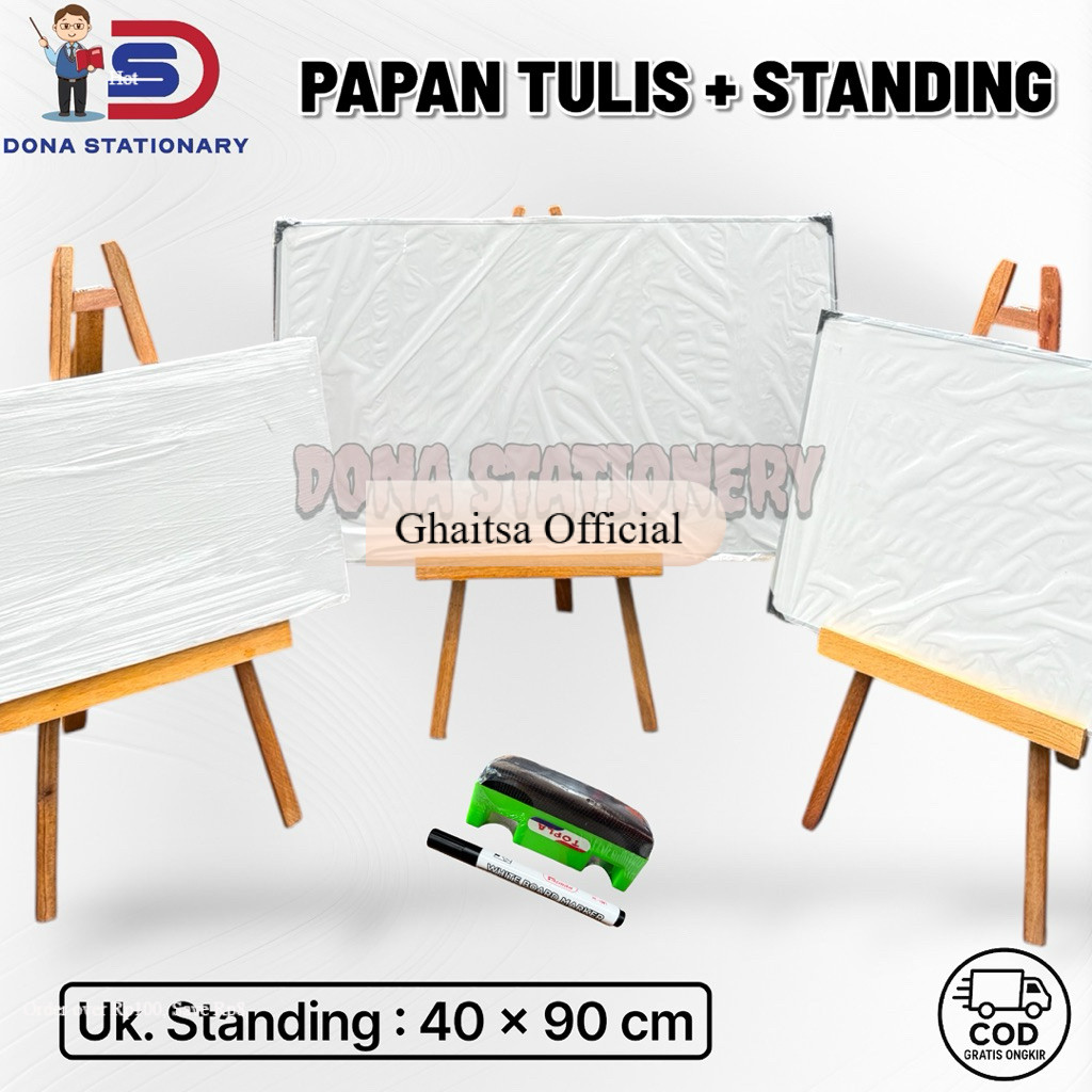 Ghaitsa Official - 1 SET WHITEBOARD STANDING 80 × 120 CM | WHITEBOARD STANDING | STANDING PAPAN TULI