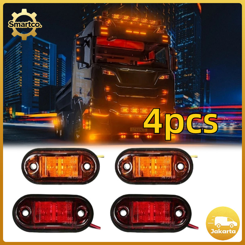4Pcs/Set Lampu LED Bak Samping Sein Truk Trailer Mobil 24 Volt 12 Volt Lampu Side Marker Led Lampu S