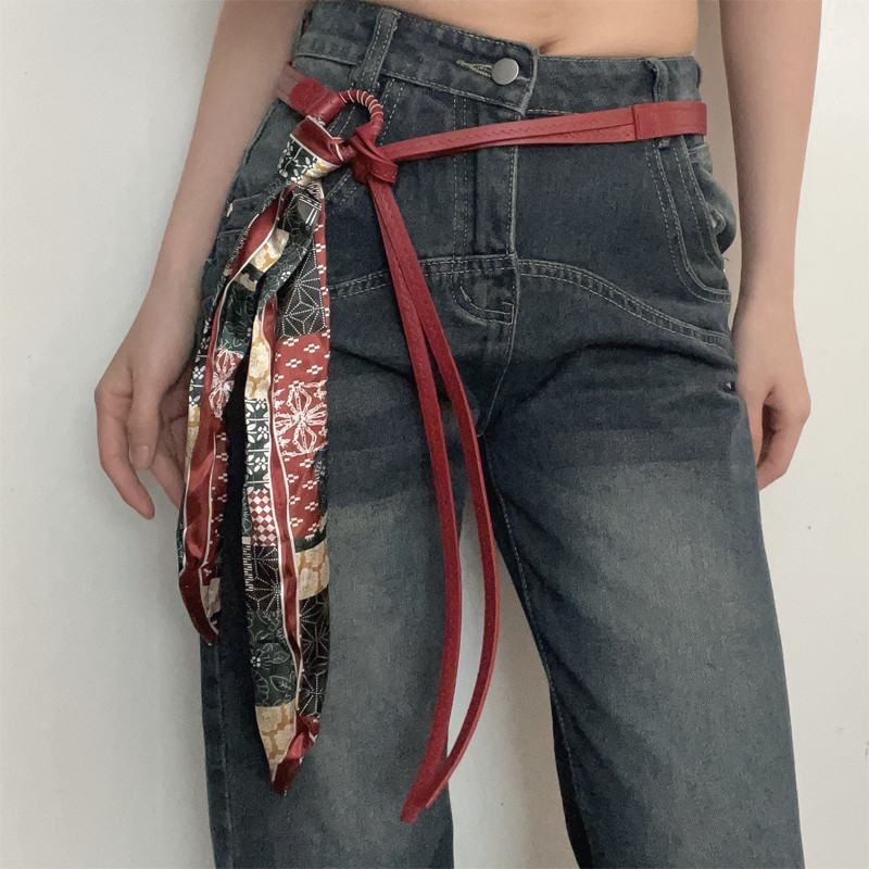 Rok Denim Pendek Wanita Variasi Sabuk Baru Sabuk Unisex Fashion Korea Untuk Celana Jeans Gaya Hippie