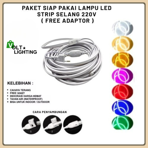 PAKET LAMPU LED NEON FLEXIBLE  220 10 METER s/d 20 METER FREE ADAPTOR (SIAP PAKAI)