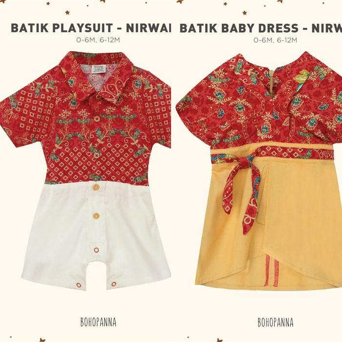 BOHOPANNA BATIK BABY DRES KEBAYA BAYI / BATIK PLAYSUIT ANAK PEREMPUAN LAKI-LAKI 0-12 BULAN - NIRWANA