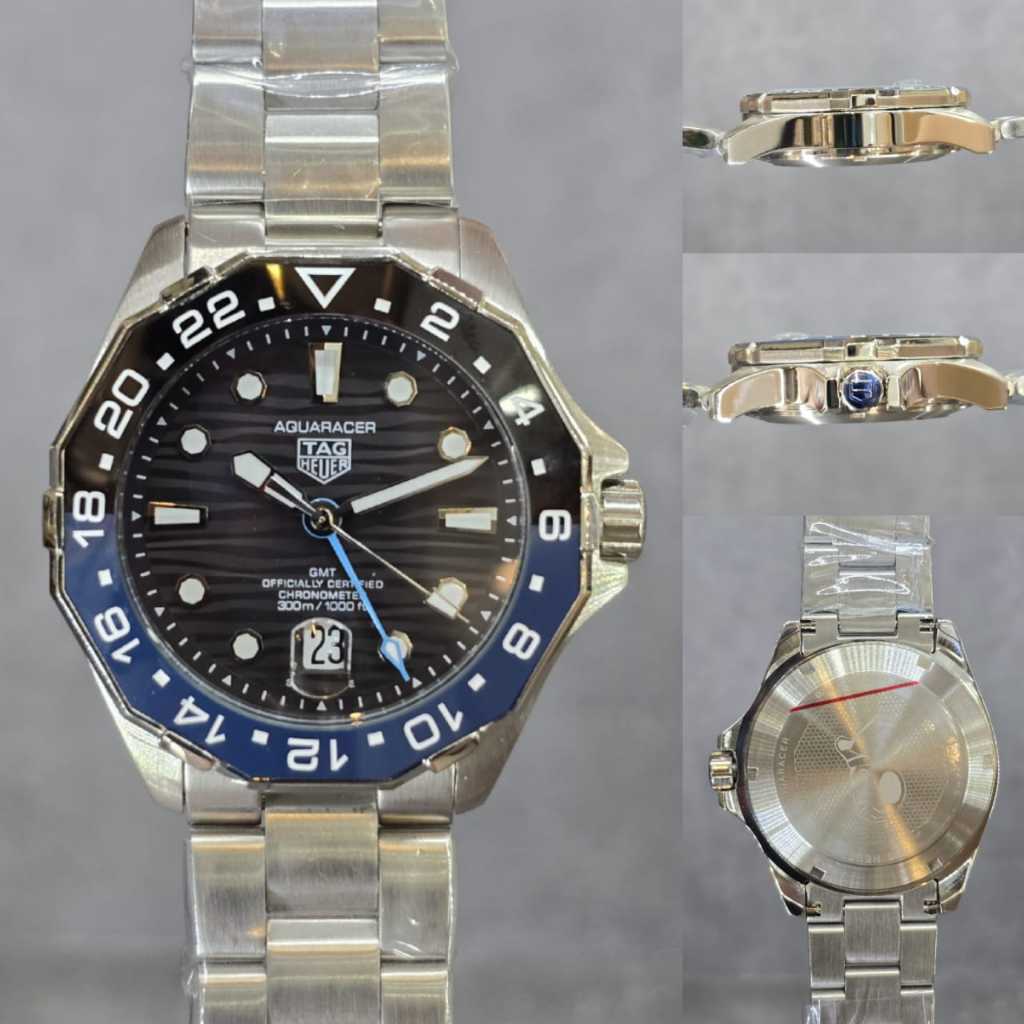 HEUER AQUARACER GMT 2024 BATMAN PLAT HITAM AUTOMATIC JAPAN MOVEMENT 42MM