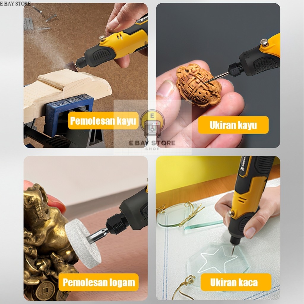 TERLARIS SOARFLY Mini Gerinda/Mini Bor Set 57Pcs 3 gigipenyesuaian 16000r/RPM mesin ukiran poles ger