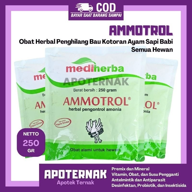 AMMOTROL 250 GRAM MEDION - Obat Herbal Penghilang Bau Kotoran Ayam Sapi Semua Hewan