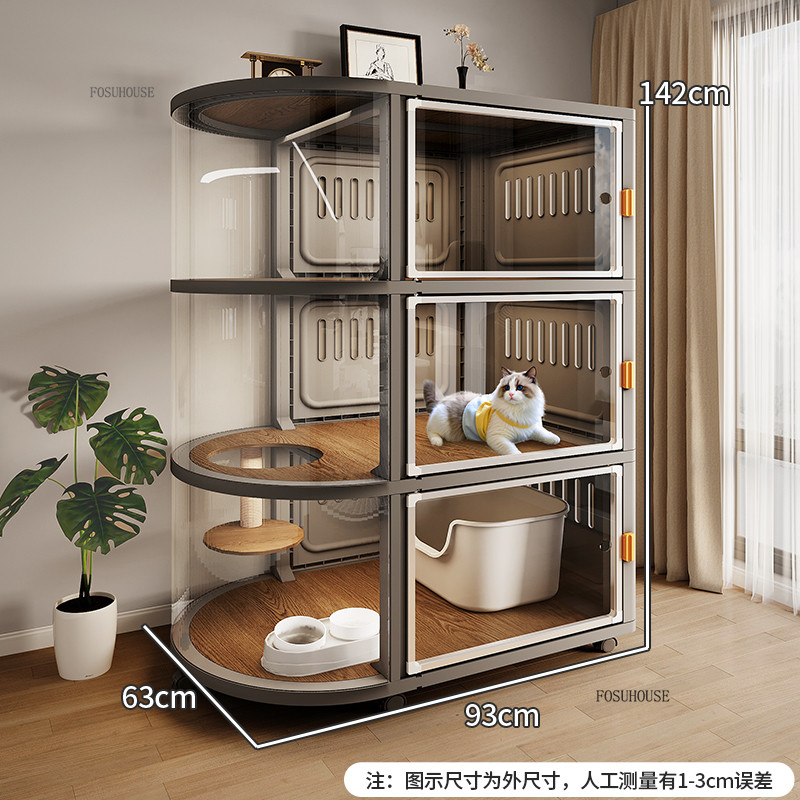 Panoramic Luxury Cat Villa for Home Use Space-saving Cat Cages Multi-level Indoor Pet Cage House Mov