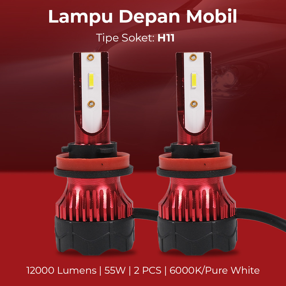 HAOSJ Lampu Depan Mobil LED ZES 12000LM 55W H11 2 PCS - K5 -
