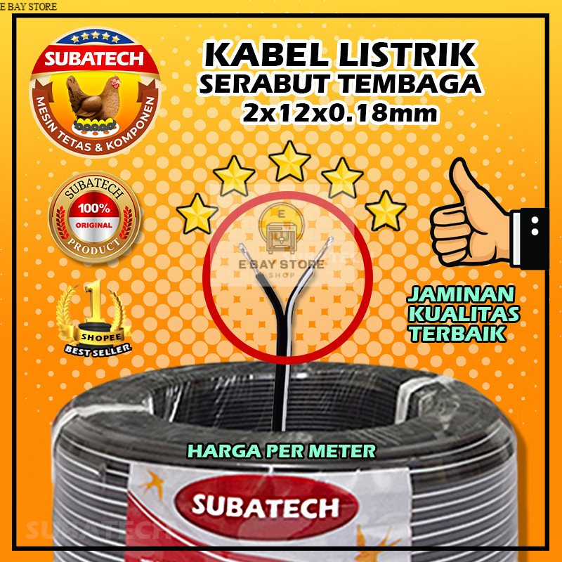TERLARIS Kabel ROLL Listrik Ganda Serabut Isi-100Meter/1 Roll