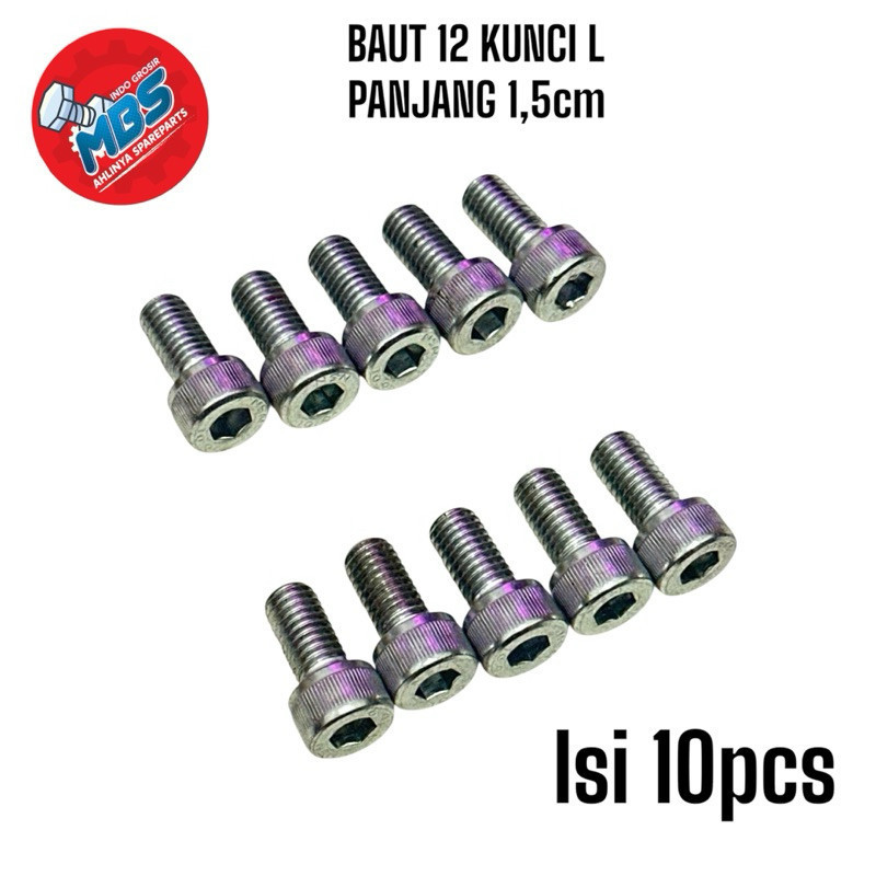 BAUT 12 L6 PANJANG 1,5cm M8x15 BAJA ORI