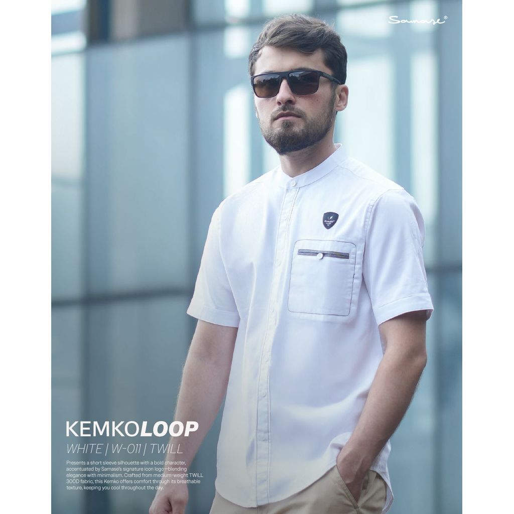 SAMASE KEMKO LOOP STITCH Kemeja Koko Pria Lengan Pendek Casua W011 Katun Twill