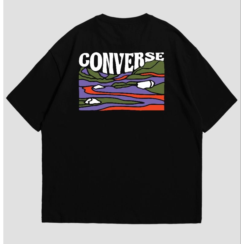 baju kaos pria Converse Cons Groovy T Shirt Skateboard Tee Mens 100% Cotton Streetwear Baju Lelaki H