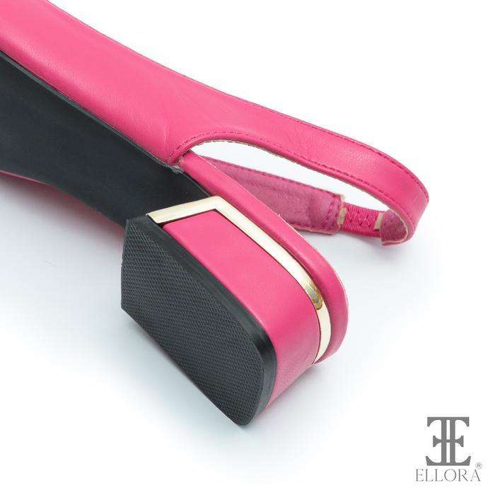 ELLORA EL-6675 Sepatu Wanita Hak Chunky Heels 3cm Slingback pansus tali belakang sport pita - Beige,