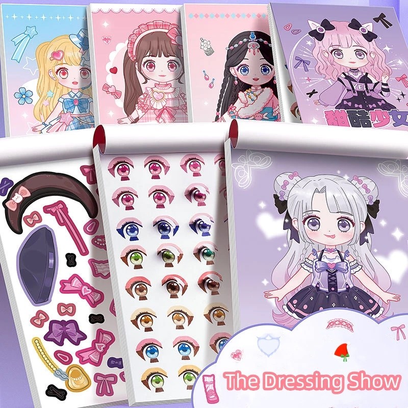 Buku Sticker DIY Fashion Diary Korea - Buku Sticker Dress Up Jadul Lucu untuk Anak