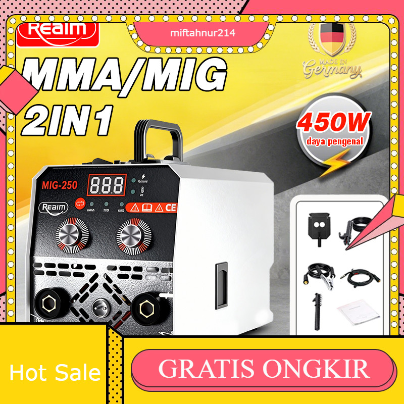Reaim MIG-250  Mesin las listrik 450 watt Solder listrik set lengkap/ Mesin las mini/ Mesin trafo la