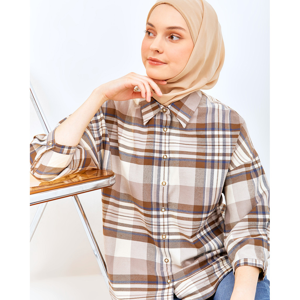 Flamoush Gazala Khaki Kemeja 7/8 Oversize Wanita