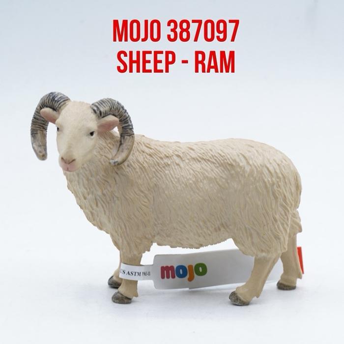 MOJO 387097 Sheep Ram Domba Jantan Ovis Aries Mainan Binatang Miniature Hewan Animal Figurine Pajang