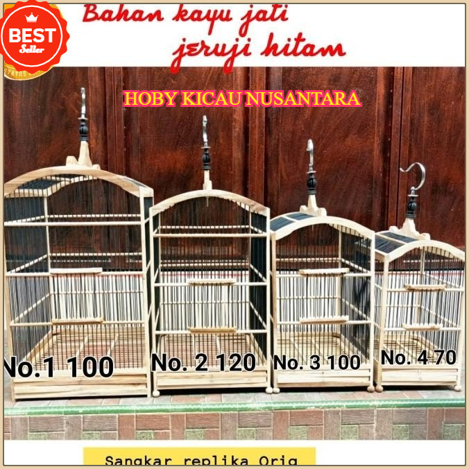 Sangkar replika mentahan kayu jati model oriq sangkar burung murah jeruji hitam elegant