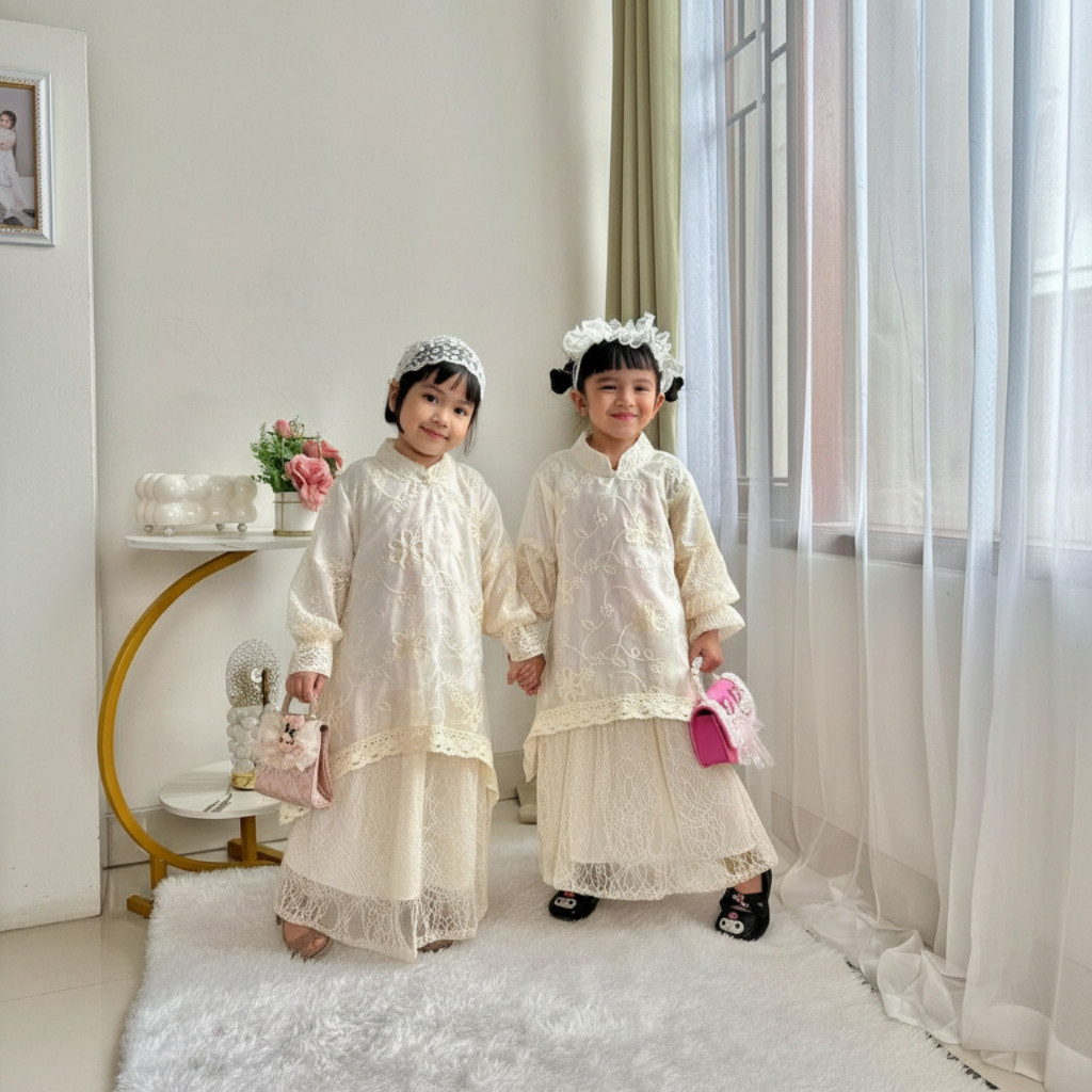 EXOGUNAR Isabella Gamis Bini Orang Long Dress Malaysia Anak Perempuan 2026 Free Belt Bahan Fairy Cre