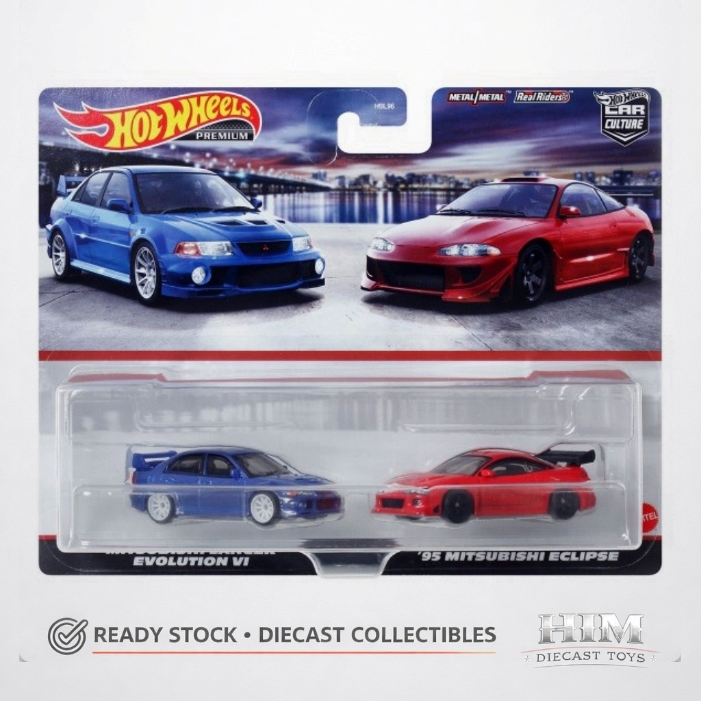 Hot Wheels Premium 2 Pack Mitsubishi Lancer Evo 95 Mitsubishi Eclipse