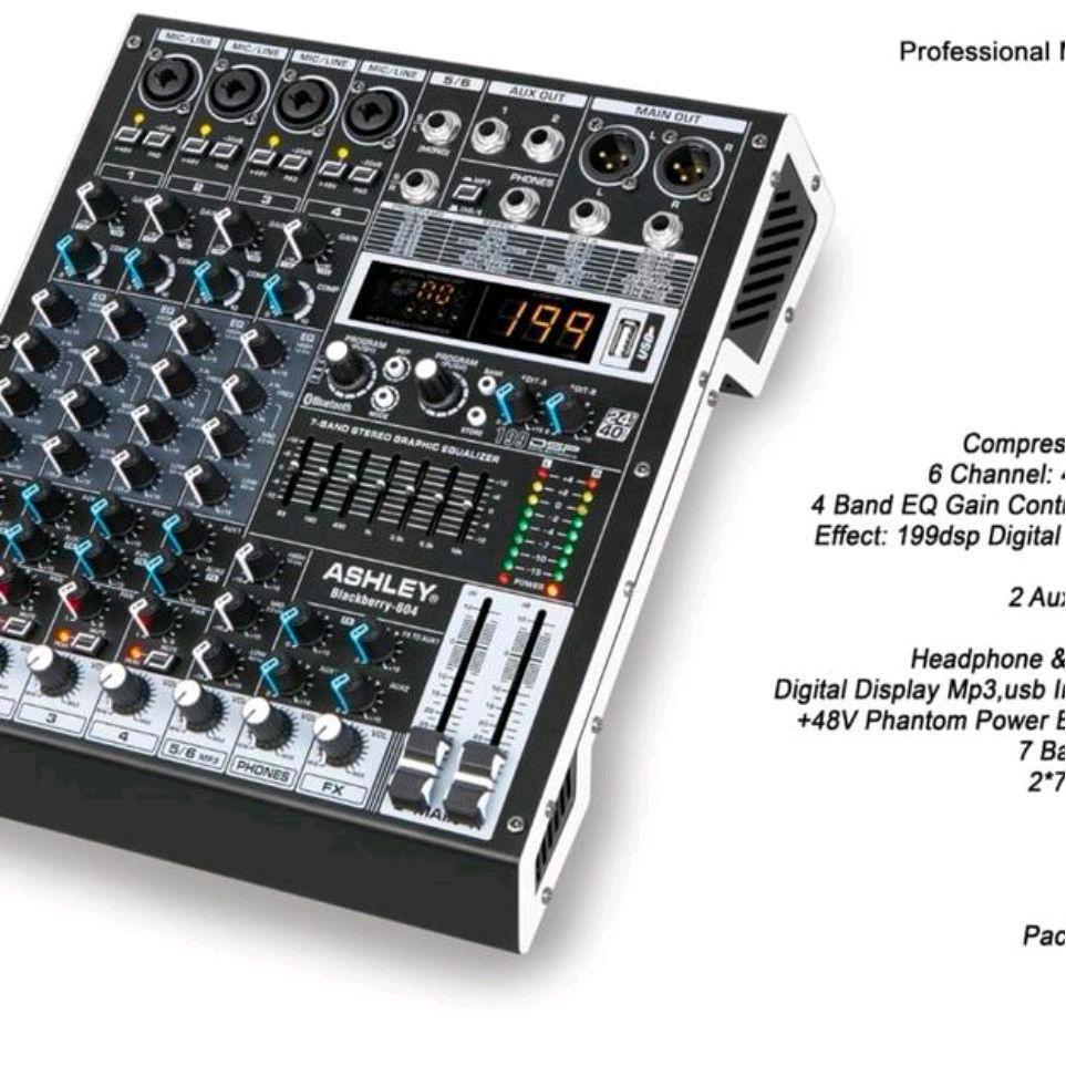 Ashley Mixer BlackBerry 604 6 Channel Original USB Bluetooth Compressor Efek NYESS Amplifier/Mixer B
