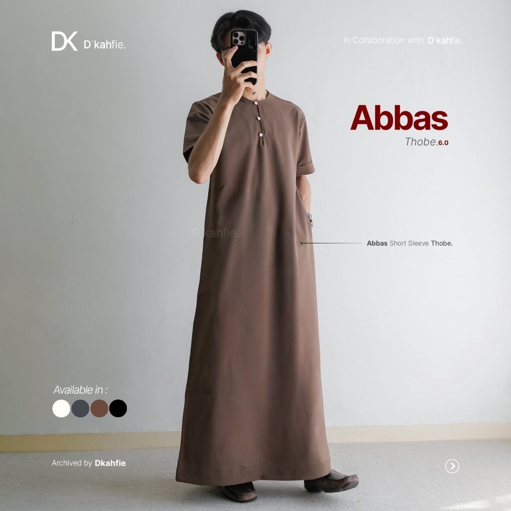 Dkahfie Abbas Short Sleeve Thobe Series 6.0 | Gamis Lengan Pendek | Gamis Pria Slimfit | Gamis Pria 