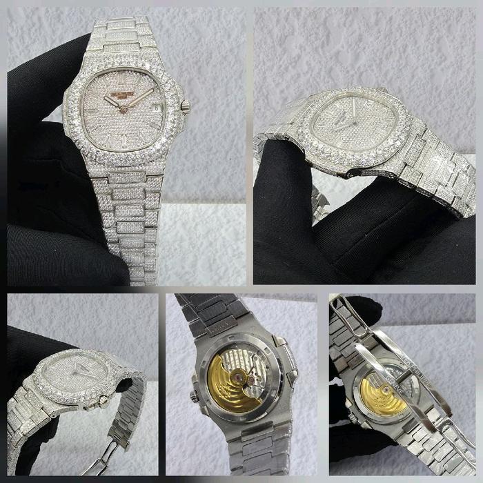pp Jam tangan Automatic Swiss  N*utlus 5711 Diamond Stainless steel fullset - silver1