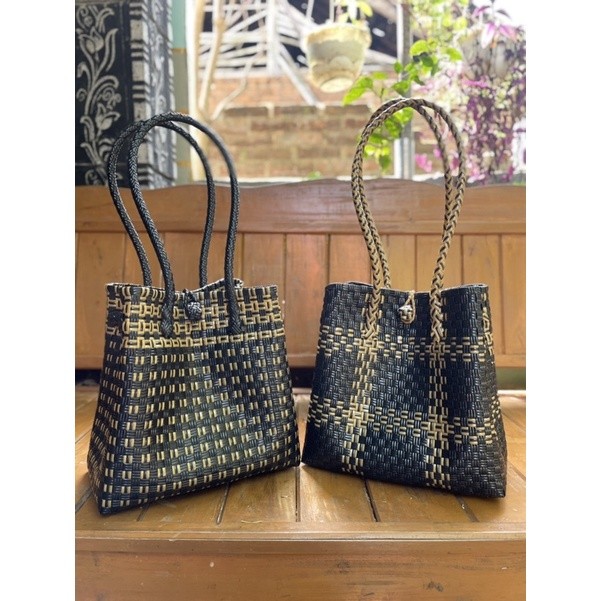 Paling dicari MAJID TAS HANDMADE - Tas Anyam Jali Hitam Gold Premium