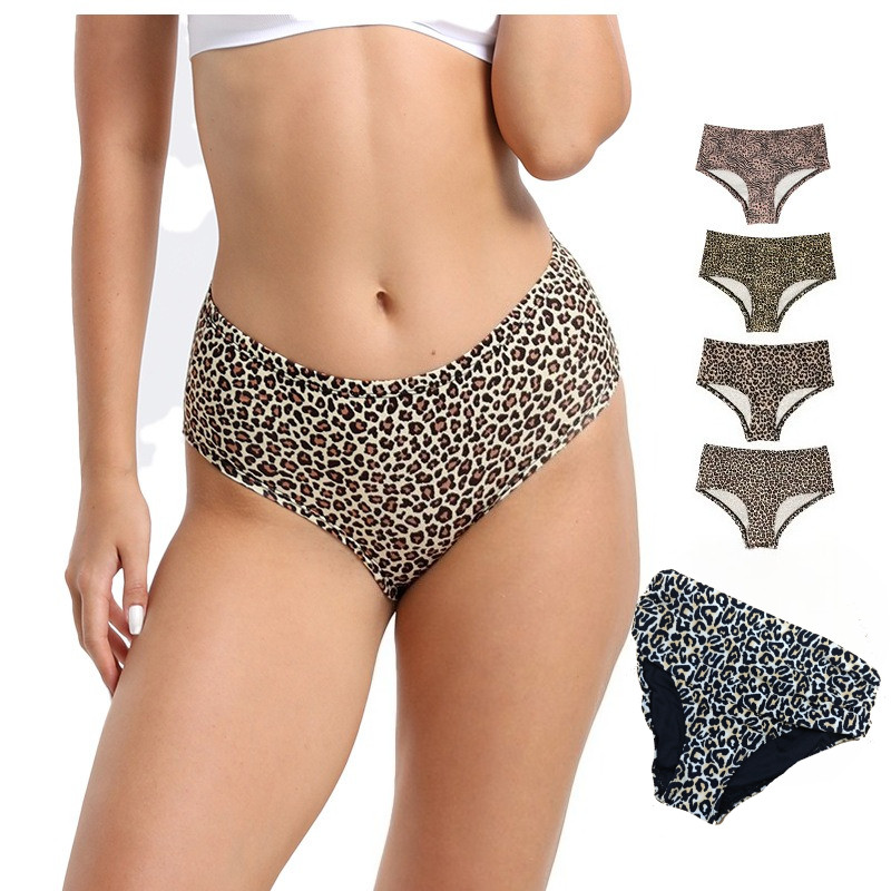Celana Dalam Wanita Nyaman Bernapas Motif Macan Tutul Seksi Pinggang Menengah-Bawah