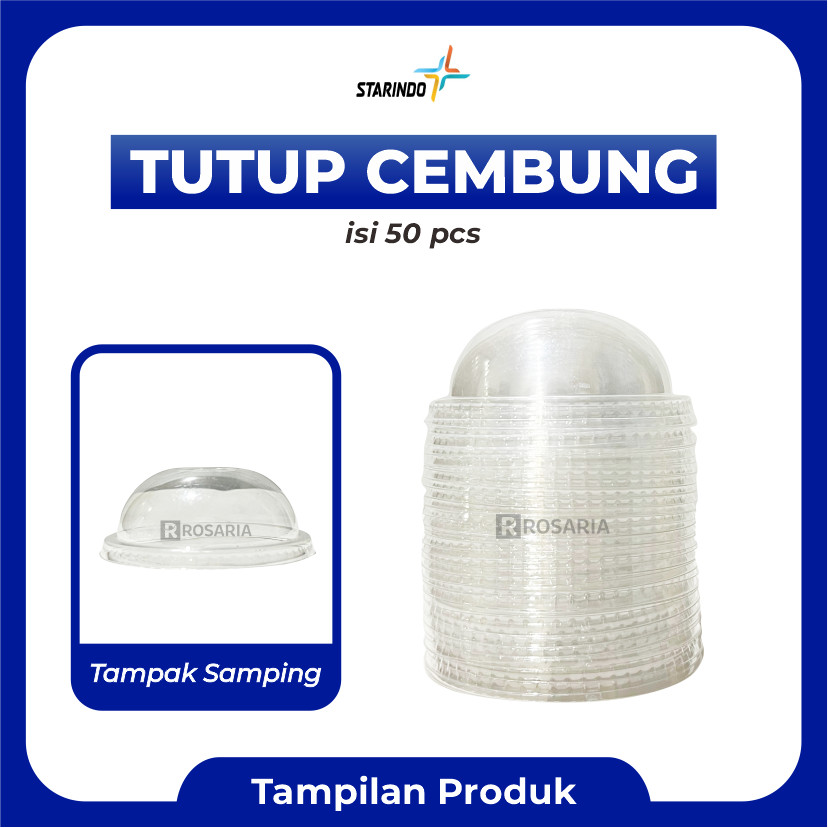 TUTUP CUP CEMBUNG TEBAL Merk STARINDO Tutup Gelas Plastik Bening Transparan Minuman