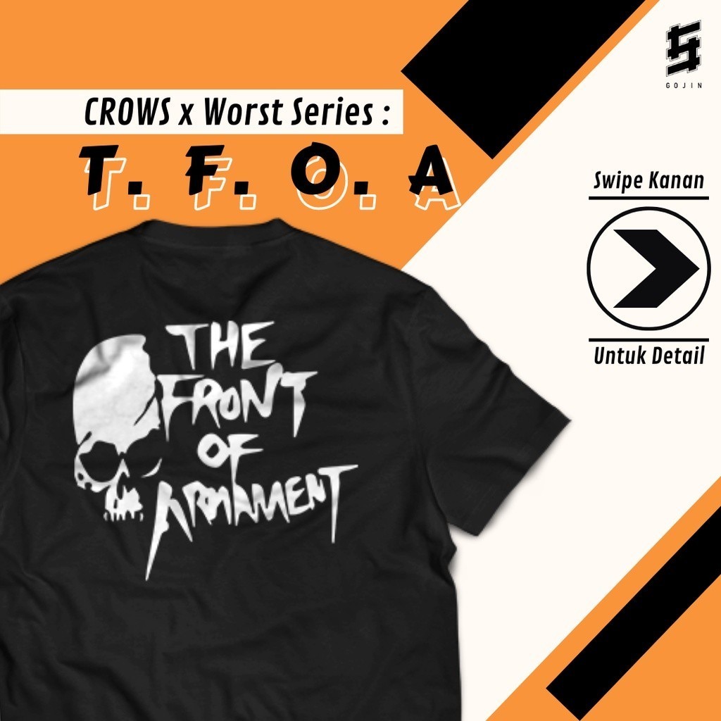 Kaos Crows X Worst The Front of Armament TFOA Collection - Cotton Combed  baju kaos pria