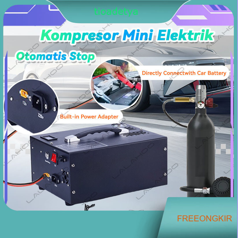 Kompresor Mini Portable Otomatis 12v Auto Stop 6000psi Kompresor Pcp Listrik 40Mpa Cocok Oxygen, Pcp