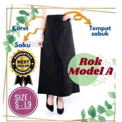 Rok Kerja Panjang Hitam Putih Navy OSPEK Wanita Polos Model A Kuliah