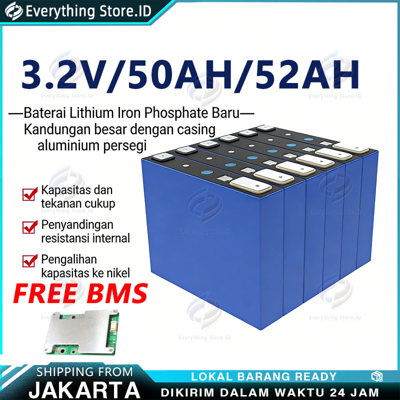 2025 ttery Baterai Lifepo4 12V/24V 52Ah / 24V 50Ah/50Ah include sudah BMS 100A / Non BMS Garansi 24 