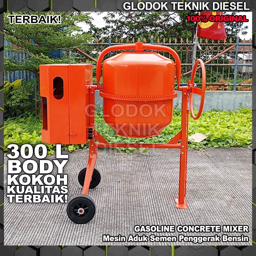 Mesin Molen Aduk Semen Cor Beton Penggerak Bensin 300 Liter Gasoline Engine Concrete Mixer Machine 3