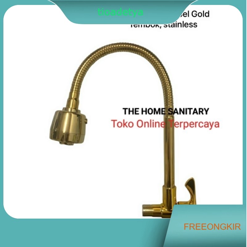 Kran Flexible Tembok Gold Kran Dapur Mas