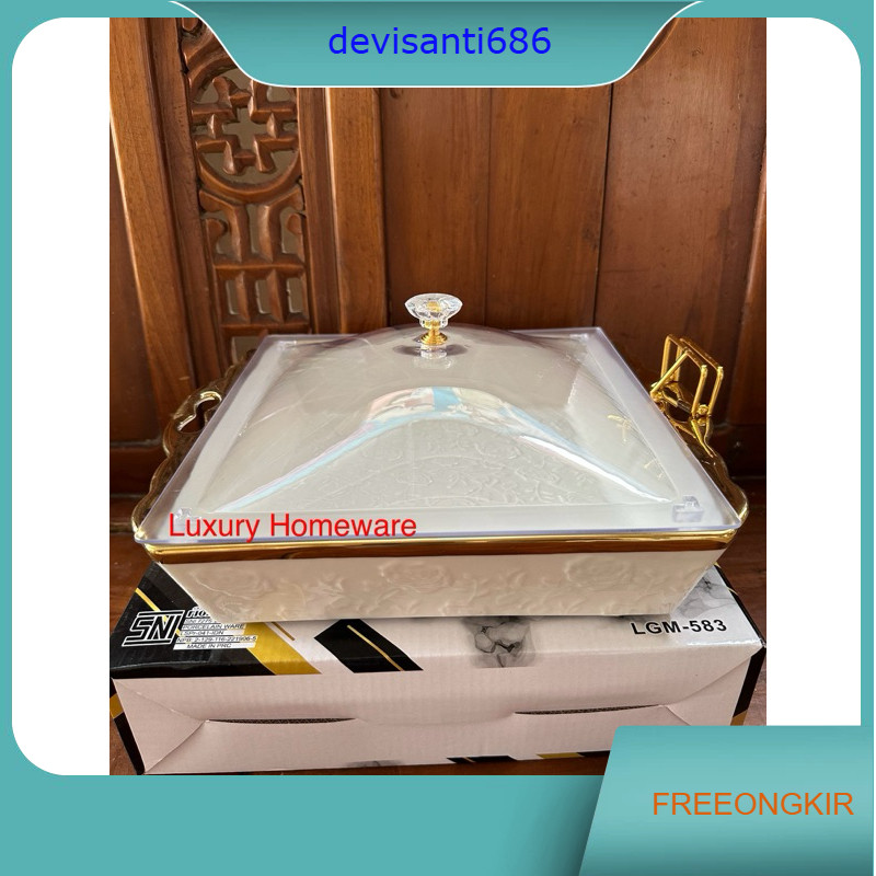 Tempat Kue Basah Persegi Fiorenza Marble Hitam Putih