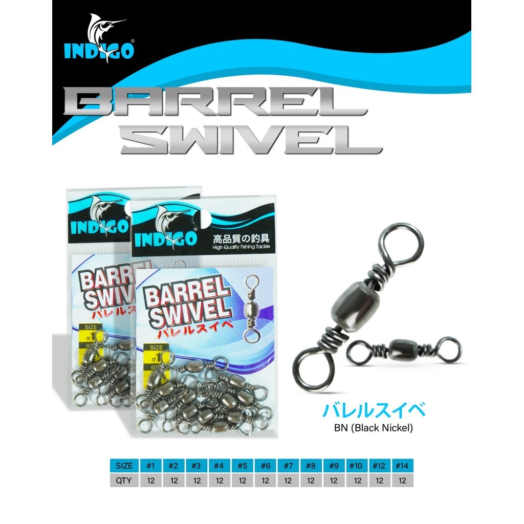 Kili Kili Pancing INDIGO BAREL Swivel No.1 - No.14 (Hitam) Perbungkus Murah