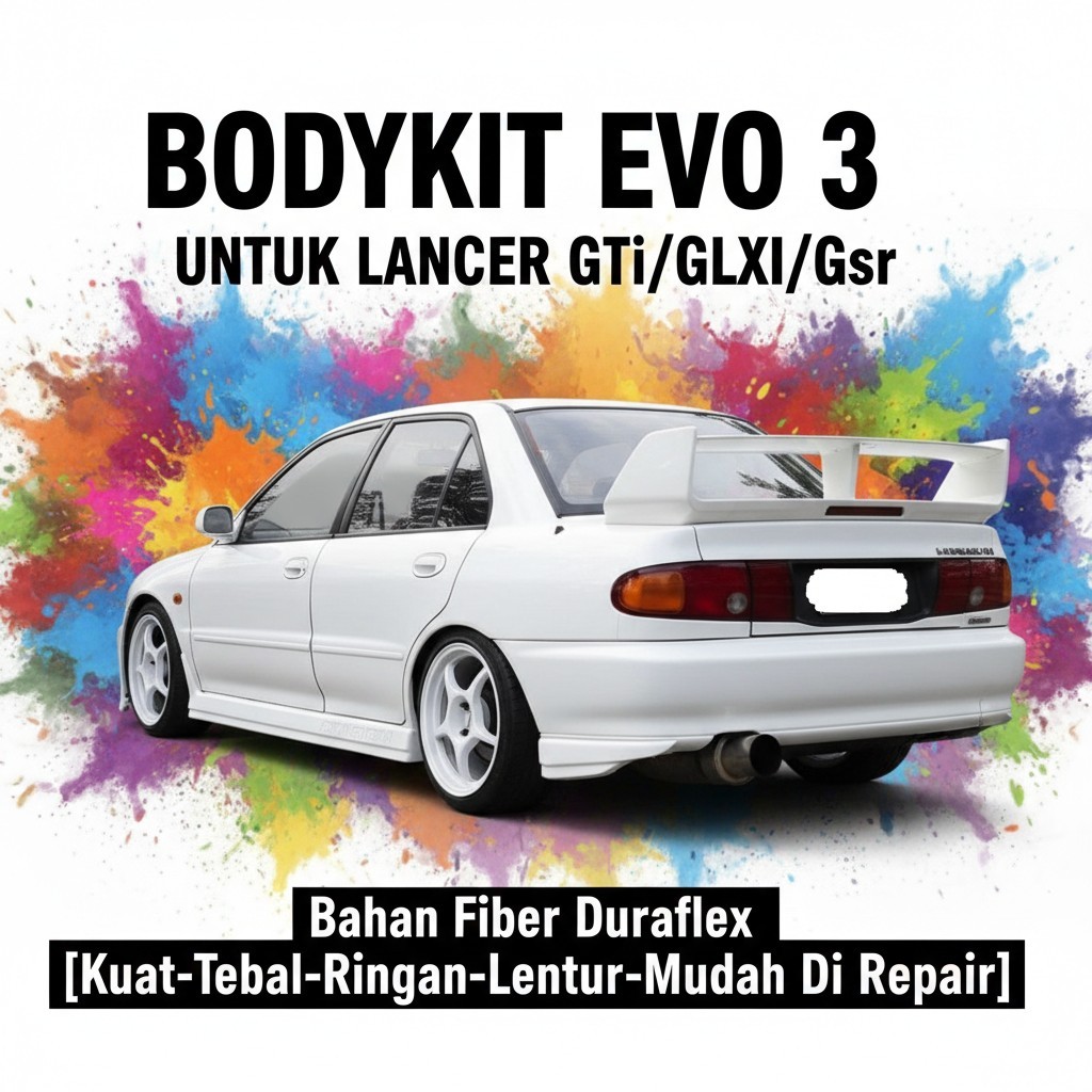 [READY] Bodykit Add On Belakang Evo 3 Dan Sidekirt Kanan Kiri LANCER GTi/GLXi/Gsr