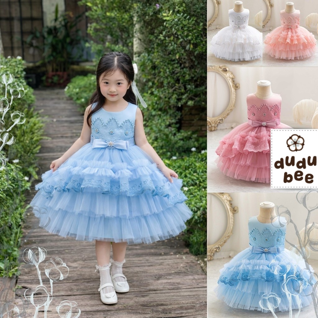 Dress Pesta Aqiqah Gaun Ulang Tahun Bayi Anak perempuan KATE Import Mewah Model Korea