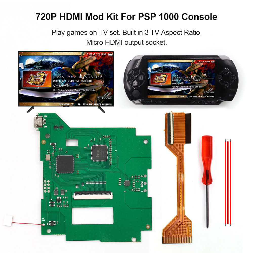 For PSP 1000 IPS Screen High Brightness PSP1000 gital HDMI to HDMI Play Games ON TV