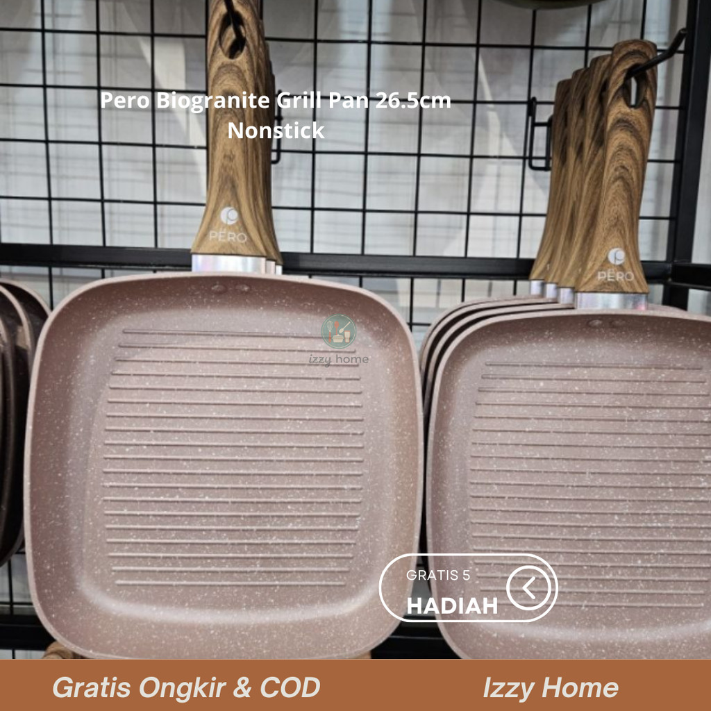 [Gratis 5 Hadiah] Pero Biogranite Grill Pan 26.5cm Nonstick / Wajan Panggang Serbaguna Anti Lengket