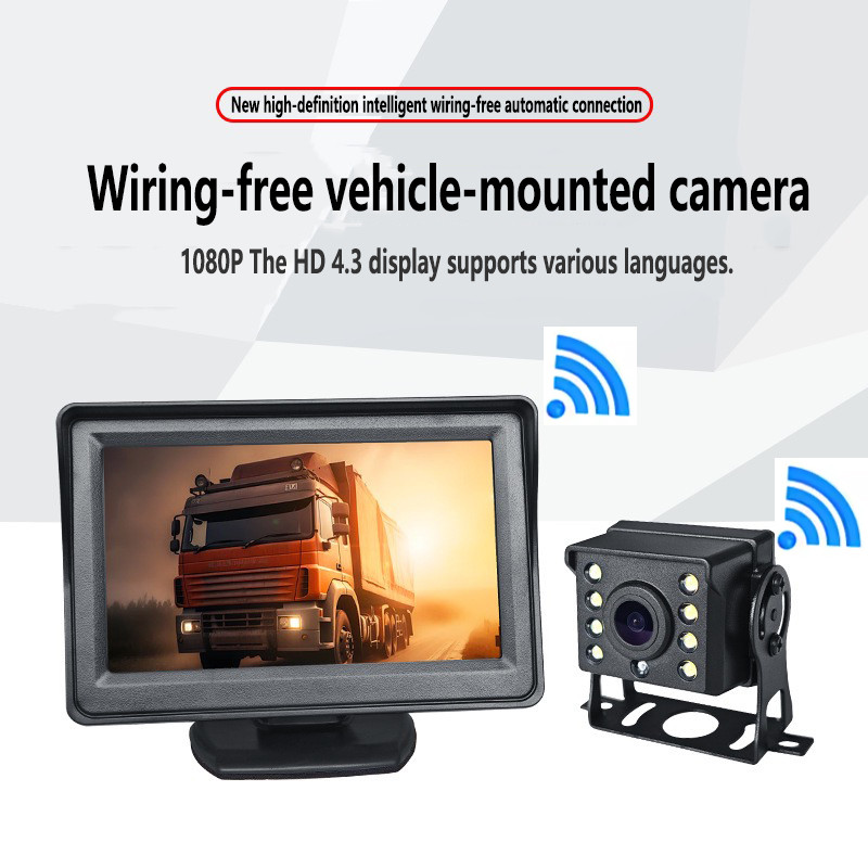 Kamera mundur nirkabel "HD TFT LCD monitor asisten parkir truk bus lipat S DC 12V/24V monitor mobil 